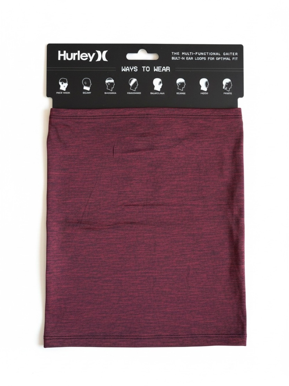 Hurley Multi-Wear Neck Gaiter Face Mask Balaclava Burgundy One Size